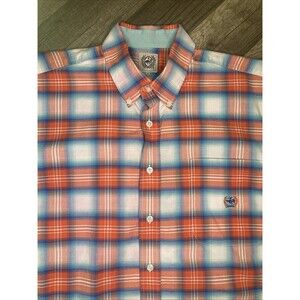 CINCH Men's Western Shirt L Button-Down Up Short Sleeve Plaid  Logo Cowboy Ranch